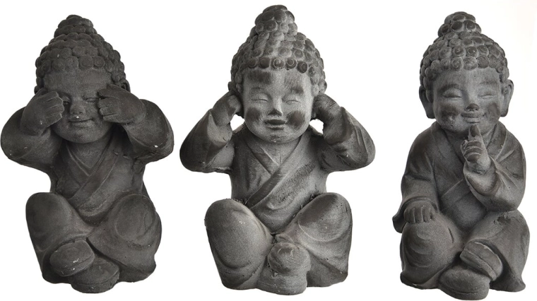 Statuetă decorativă Buddha – cele trei maimuțe înțelepte