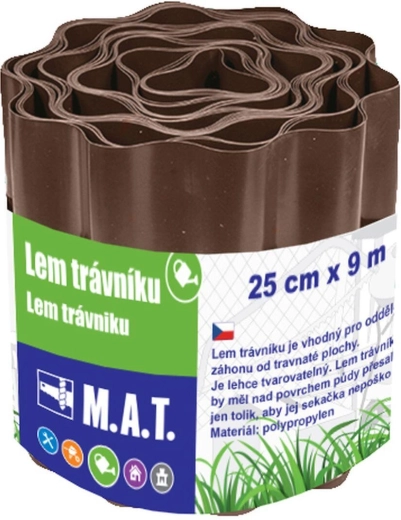 Bordură de gazon din plastic 25 × 900 cm, maro
