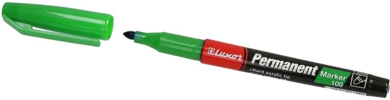 Marker permanent LUXOR 100, verde, 1–2 mm