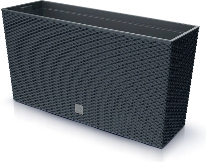 Jardinière din plastic cu aspect ratan Rato Case M, antracit
