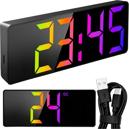 Ceas deșteptător LED color Izoxis cu termometru