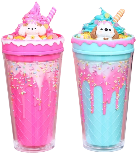 Pahar cu capac și pai Cățel Înghețată 480 ml