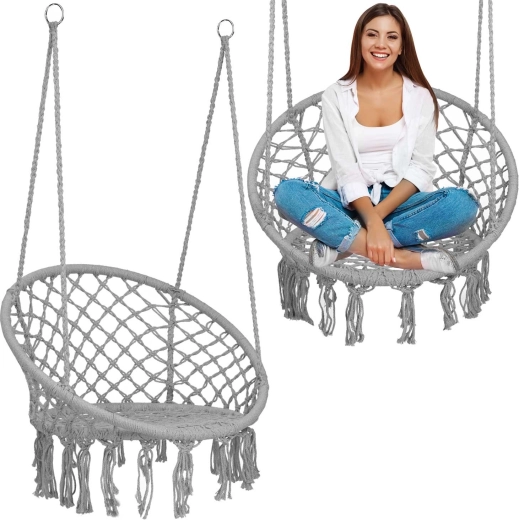 Scaun suspendat boho gri