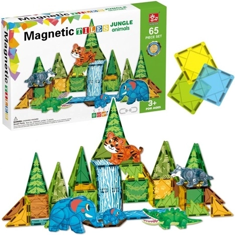 Set de construcție magnetic cu tematică junglă, 65 de piese