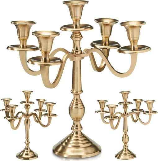 Candelabru auriu cu cinci brațe 30 cm