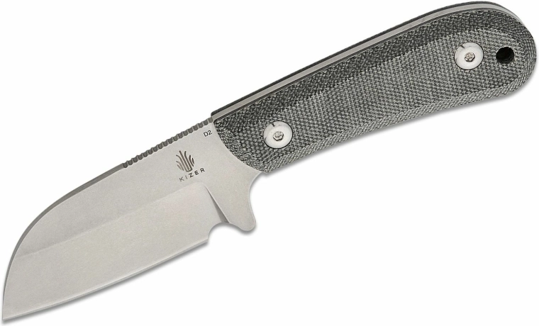 Kizer Deckhand Grey cu lamă fixă 7,5 cm, stonewash, Micarta neagră, teacă Kydex