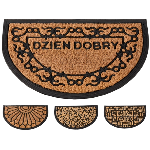 Covoraș semicircular din fibre de cocos și cauciuc 40 × 60 cm