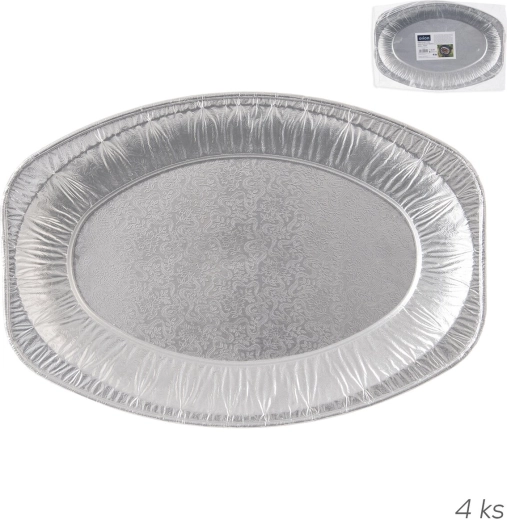 Tavă din aluminiu pentru servire și grătar 33 × 23 cm (4 buc.)