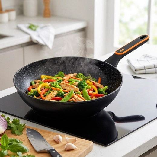 Formă adâncă de wok pentru stir-fry, carne și paste