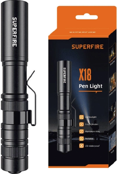 Lanternă de buzunar Superfire X18, 55 lm, 5 moduri, rază 38 m