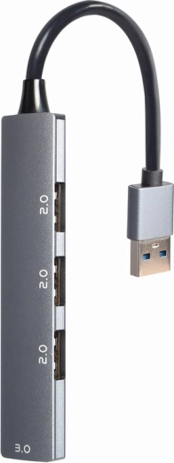 Hub USB cu 4 porturi, 1× USB 3.0 și 3× USB 2.0, argintiu