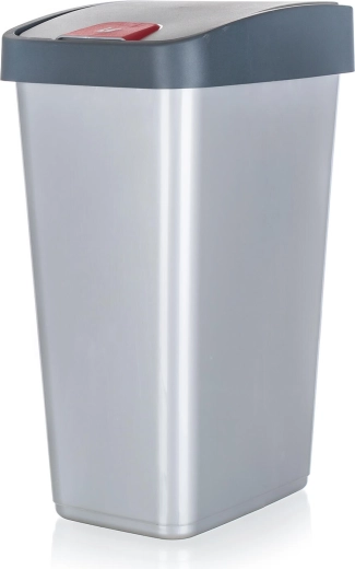 Coș de gunoi basculant 45 l, dreptunghiular, plastic, argintiu/gri
