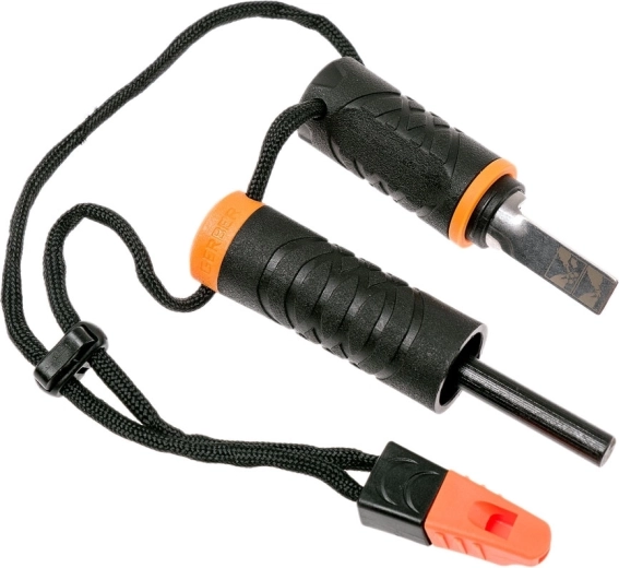 Gerber Fire Starter – aprinzător multifuncțional cu amnar, tijă ferrocerium și fluier