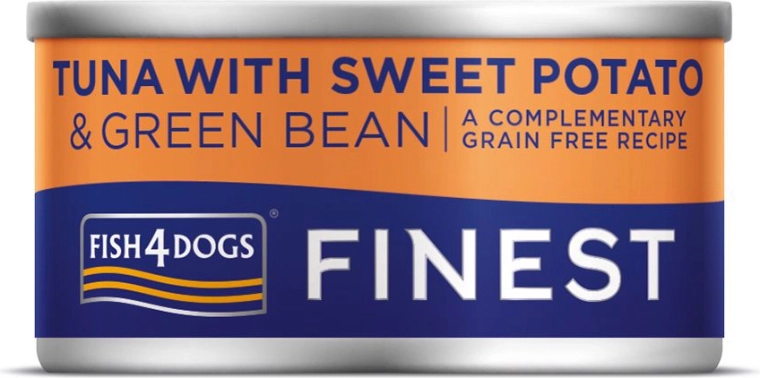 Conservă pentru câini cu ton, cartofi dulci și fasole verde 85 g FISH4DOGS Finest