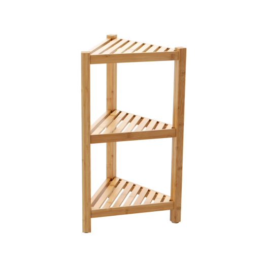 Raft de colț din bambus cu 3 polițe, 34 × 34 × 60 cm