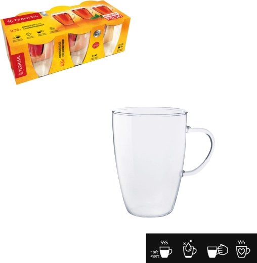 Set de pahare termorezistente cu mâner Agata 350 ml – 6 bucăți