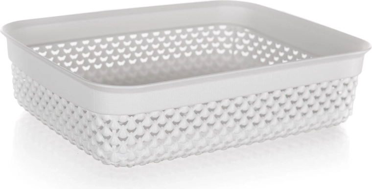 Coș din plastic aspect ratan alb 2,2 l 24,5 × 19,5 × 6 cm
