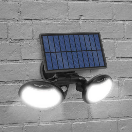 Proiector solar de perete cu senzor de mișcare și două LED-uri COB orientabile