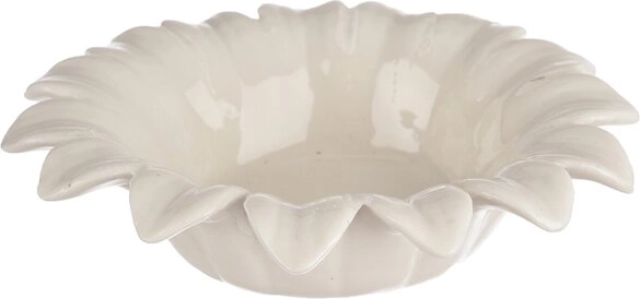 Suport ceramic pentru lumânare în formă de floare, alb