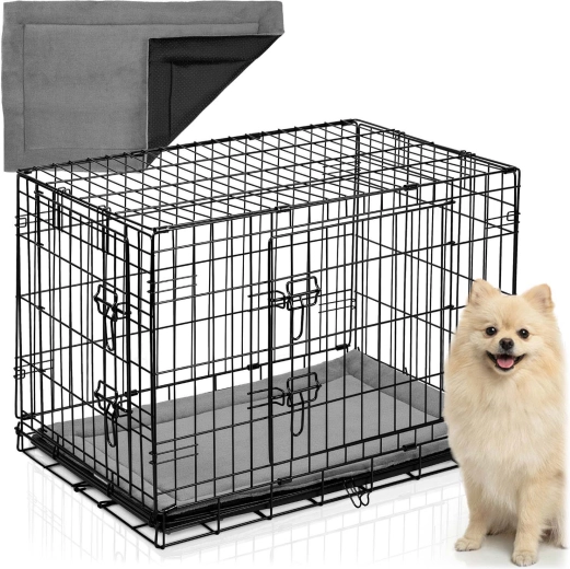 Cușcă metalică tip kennel pentru câine cu pătuț 75 × 45 × 54 cm