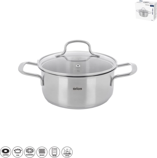 Cratiță din inox Anett Glass 1,4 l cu capac din sticlă