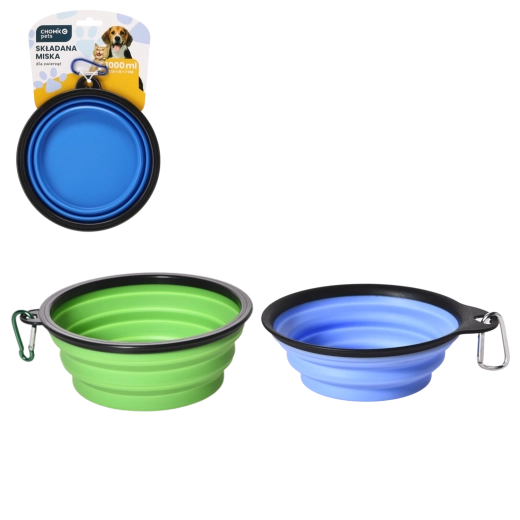 Bol pliabil pentru câini și pisici 1000 ml cu carabinieră