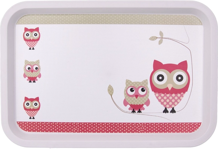 Tavă de servire din plastic Toya cu motiv bufniță 30,5 × 21 cm