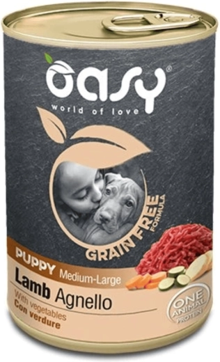 Oasy Grain Free pentru căței de rase medii și mari, miel 0,4 kg