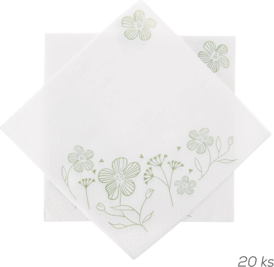 Șervețele de hârtie Greenish albe 33 × 33 cm, 20 buc