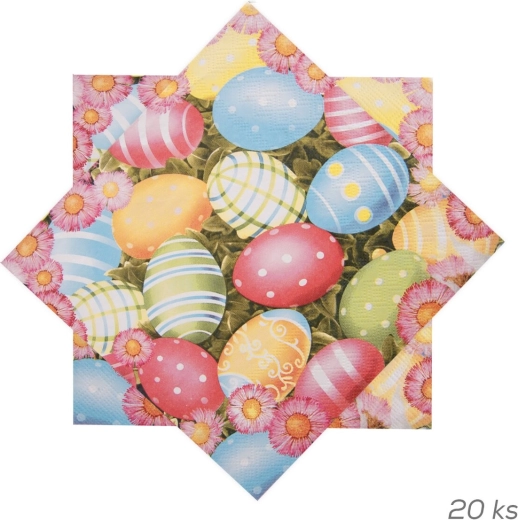 Șervețele de hârtie de Paște cu motiv de ouă 33 × 33 cm, 20 buc.