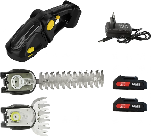 2 în 1: lamă pentru arbuști și foarfecă pentru iarbă