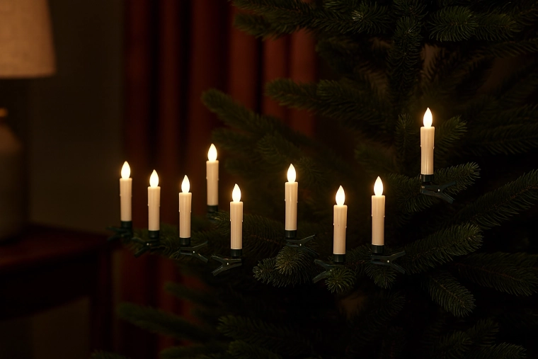 Set de 10 lumânări LED cu clemă și telecomandă 1,9 × 9 cm