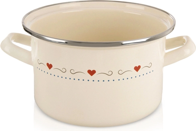 Oală emailată Tonca 18 cm, 2 l, crem