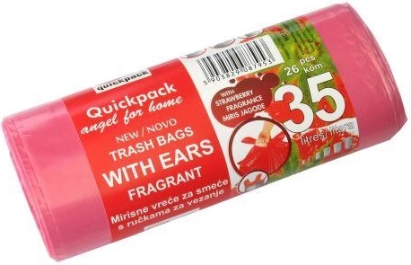 Saci pentru gunoi cu mânere 35 l cu parfum proaspăt de căpșuni