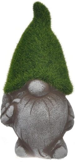 Iepuraș decorativ din ceramică cu mușchi și fluture, gri 19 cm