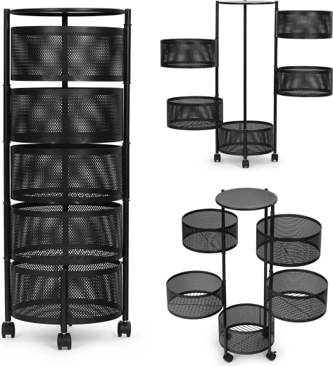 Organizator de bucătărie cu roți și rafturi rotative ModernHome