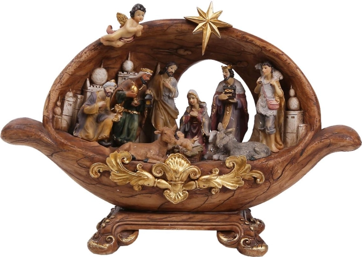 Iesle de Crăciun în formă de grotă 33,5 × 9,5 × 23 cm