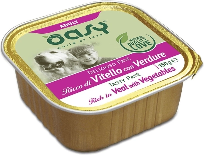 Oasy Tasty Paté pentru câini adulți cu vițel și legume 150 g