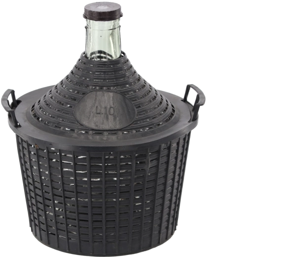 Damigiană din sticlă cu coș de protecție 10 l