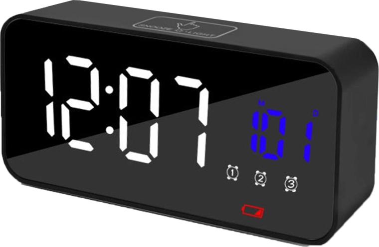 Ceas deșteptător electronic LED cu afișaj tip oglindă și termometru - 1 bucată