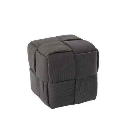 Taburet împletit în formă de cub, gri închis, 34 × 34 × 34 cm
