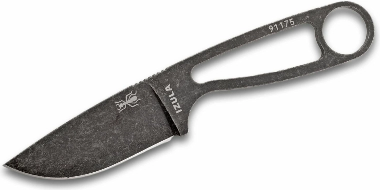 Cuțit de gât ESEE IZULA Black, oțel carbon 1095, Stonewash, teacă neagră