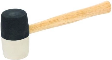 Ciocan de cauciuc 860 g, diametru 65 mm, alb-negru, mâner din lemn