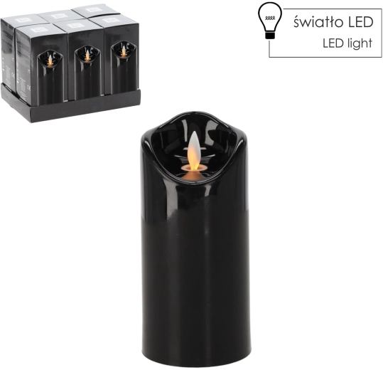 Lumânare LED cu flacără mobilă 7 × 15 cm neagră