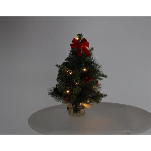 Brăduț de Crăciun de masă cu 15 LED, 50 cm, roșu - 1 buc