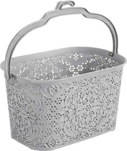 Coș suspendat pentru cleme 22 × 14,5 × 13,5 cm, plastic, gri deschis