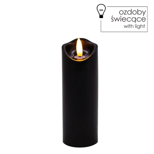 Lumânare LED neagră 5 × 15 cm cu flacără caldă pâlpâitoare