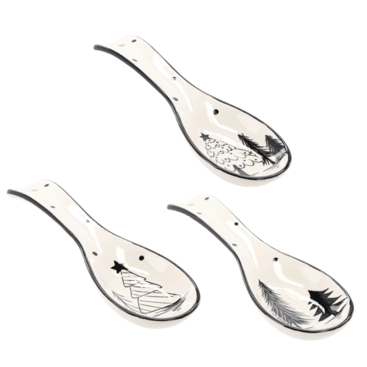 Suport ceramic pentru lingură în formă de brad de Crăciun