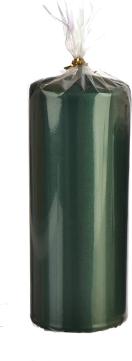 Lumânare cilindrică verde metalizat mat 18 cm