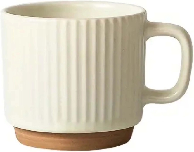 Cană ceramică cu striații 380 ml crem